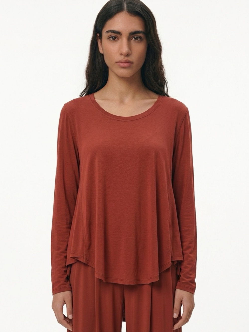 LULULEMON | Up for Down Time Long Sleeve Tee Dark Terracotta Size 6 Modal Silk